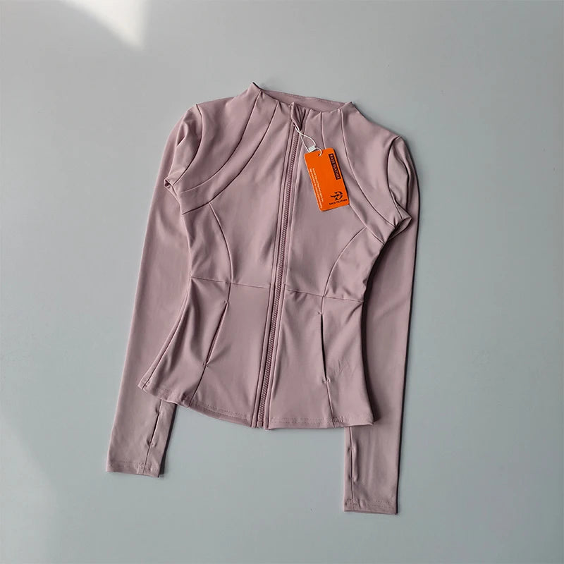 Women’s Slim Fit Zip-Up Sports Jacket – Yoga, Running, Gym Activewear