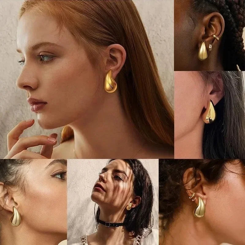 Glossy Teardrop Dome Earrings – Gold or Silver