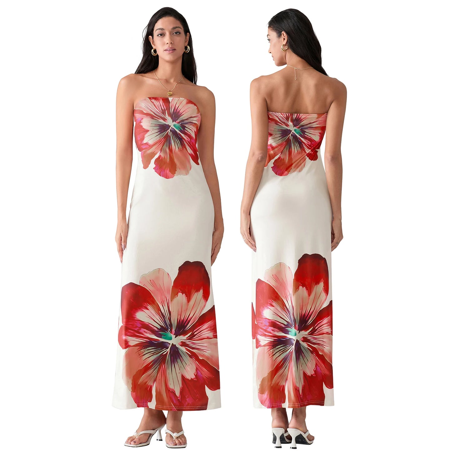 Floral Strapless Bodycon Dress