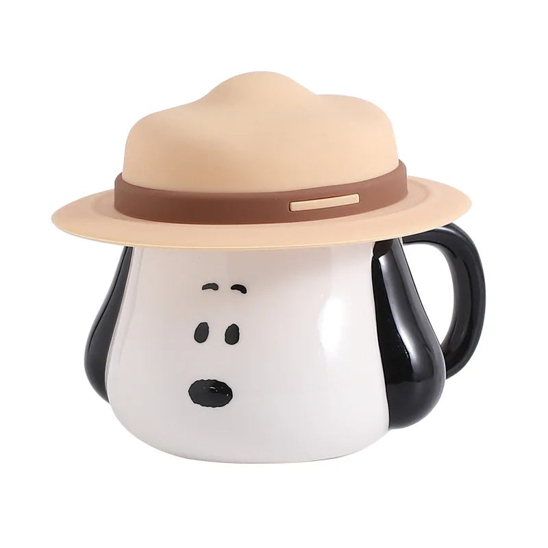500ml Snoopy Ceramic Mug with Straw Hat Lid