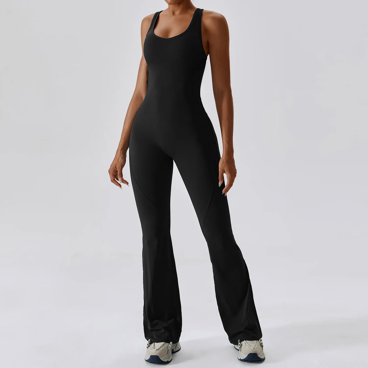 Women's One-Piece Open Back Jumpsuit – Yoga & Gym Stretch Bodysuit (Available in Multiple Colors)