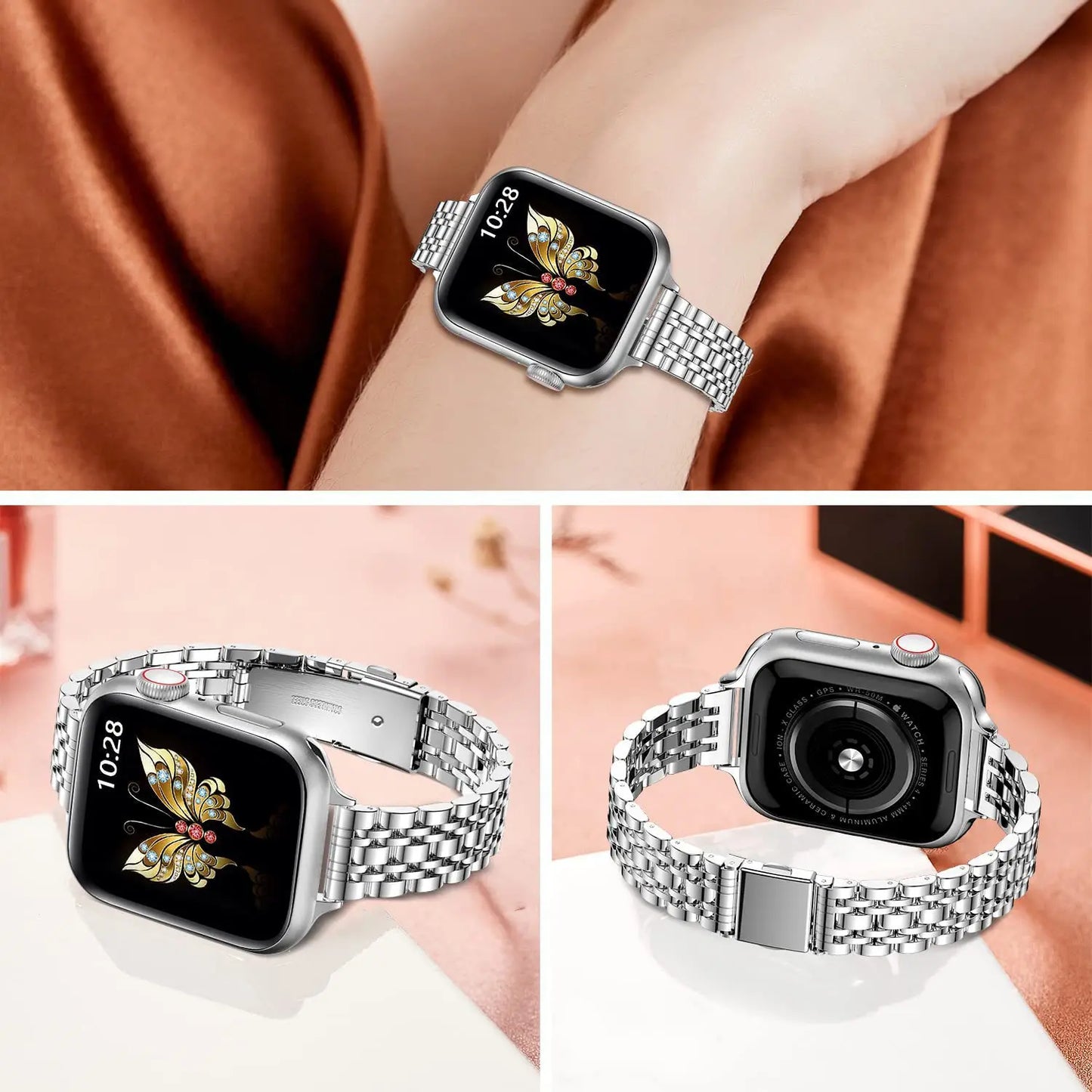 Luxury Two-Tone Stainless Steel Apple Watch Band – Silver & Gold Link Bracelet
