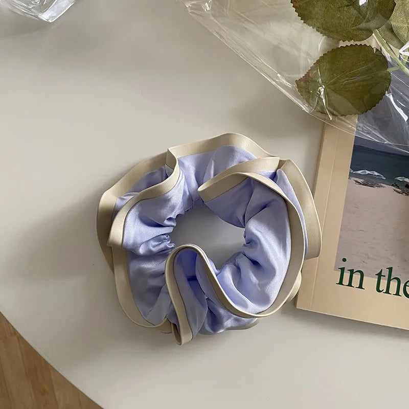 Korean Style Double Satin Silk Scrunchie – High-End Hair Accessory for Women