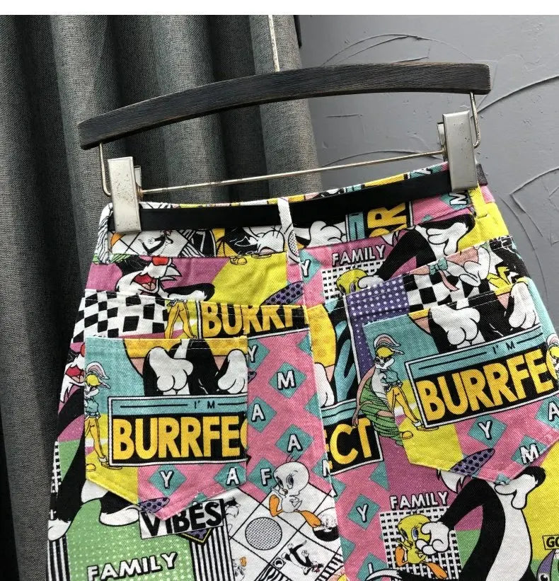 Y2K Cartoon Print Mini Skirt
