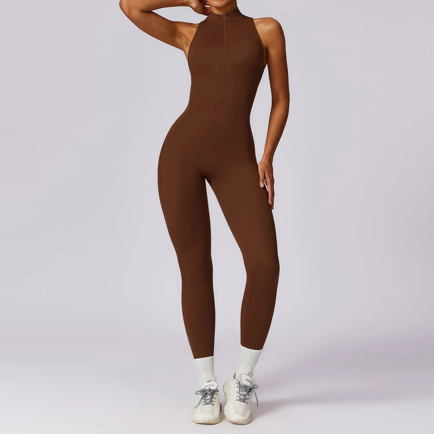 Women's Open Back Fitness Jumpsuit – One-Piece Yoga Activewear Bodysuit (Available in Multiple Colors)