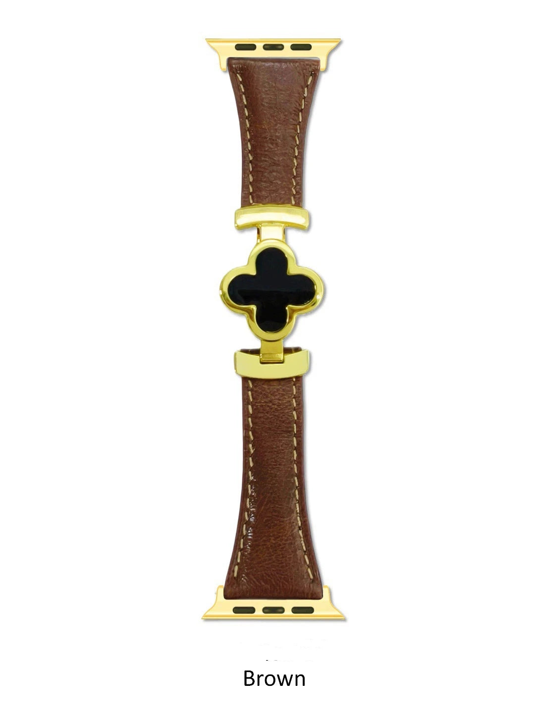 Premium Leather Apple Watch Strap with Magnetic Clover Design
