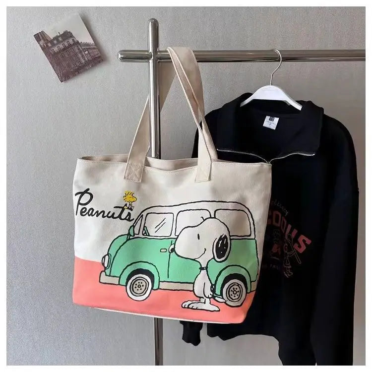 Snoopy Striped Canvas Shoulder Bag