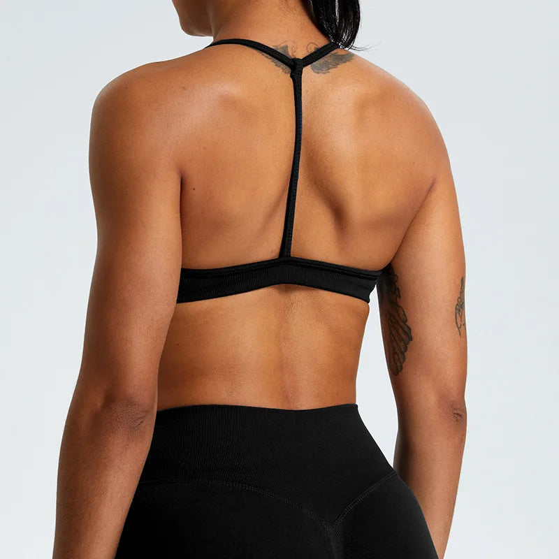 Women’s High Support Thin Strap Sports Bra – Crop Top for Running & Fitness (Multi Colors)