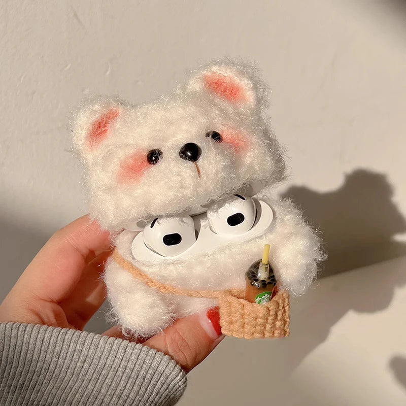Knitted Teddy Bear AirPods Case – Cozy Handmade Touch