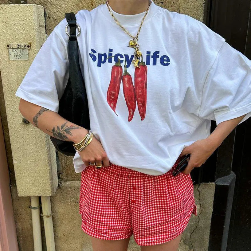 Oversized Fruit Print Graphic T-Shirt – Loose Fit Streetwear Summer Top