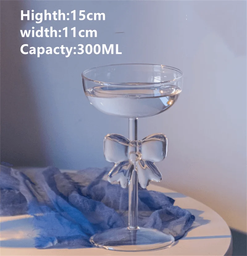 Transparent Glass Cup with Large Pink Bow