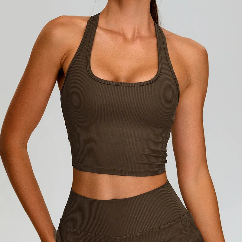 Women’s Ribbed Sports Bra Top – High Support Yoga & Gym Wear (Multi Colors)