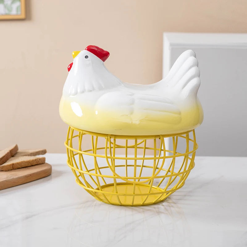 Ceramic Chicken Egg Basket
