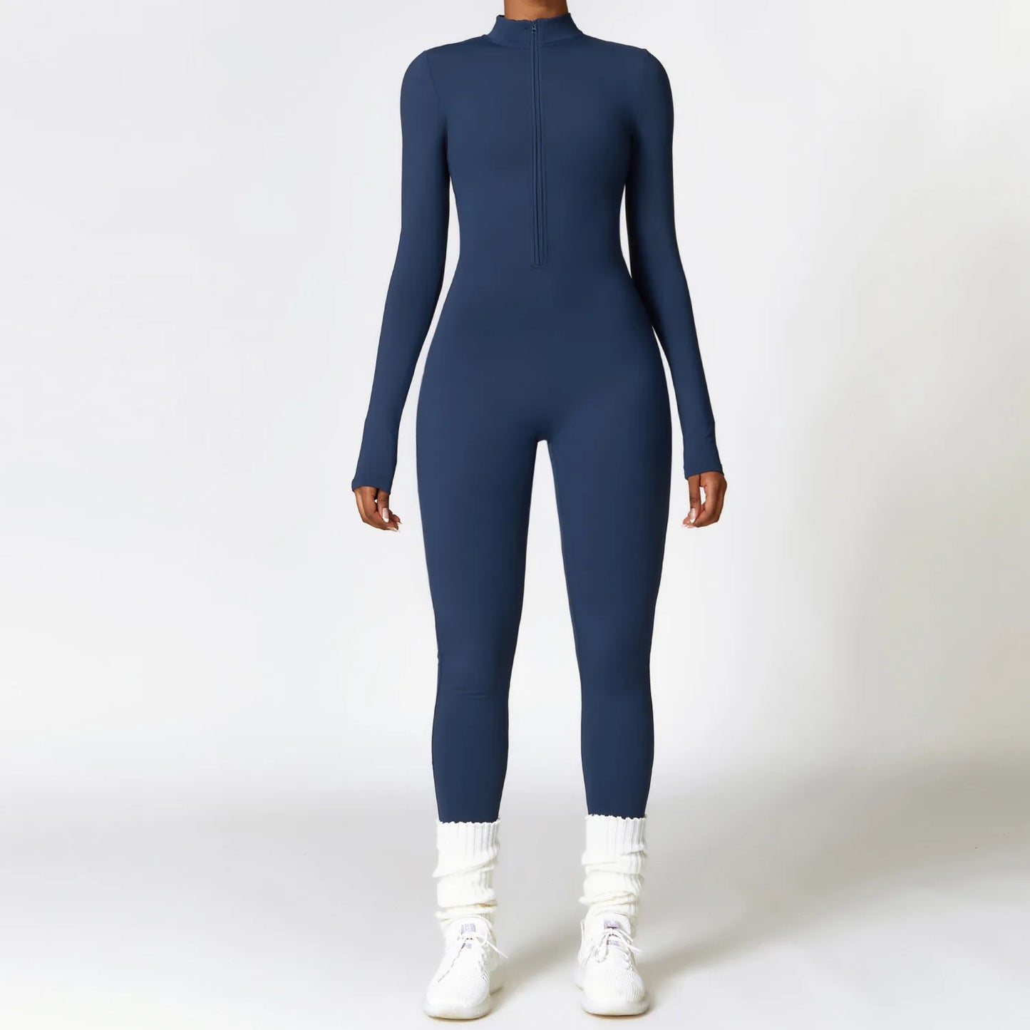 Women's Long Sleeve Zipper Sports Jumpsuit – Multiple Colors