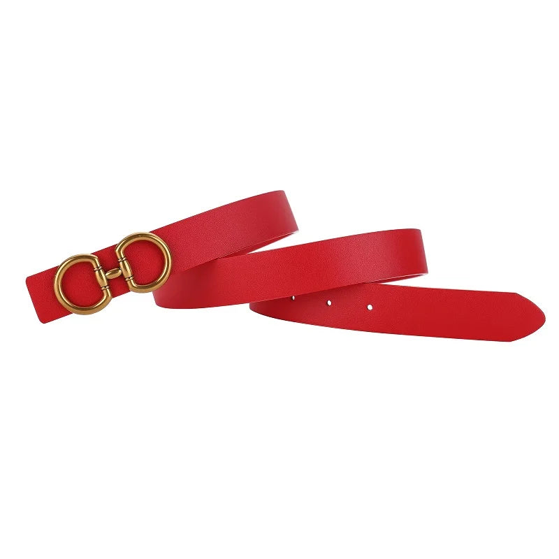 Double Buckle Leather Fashion Belt for Women