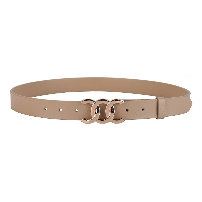 Luxury Leather Belt with Metal Buckle for Women