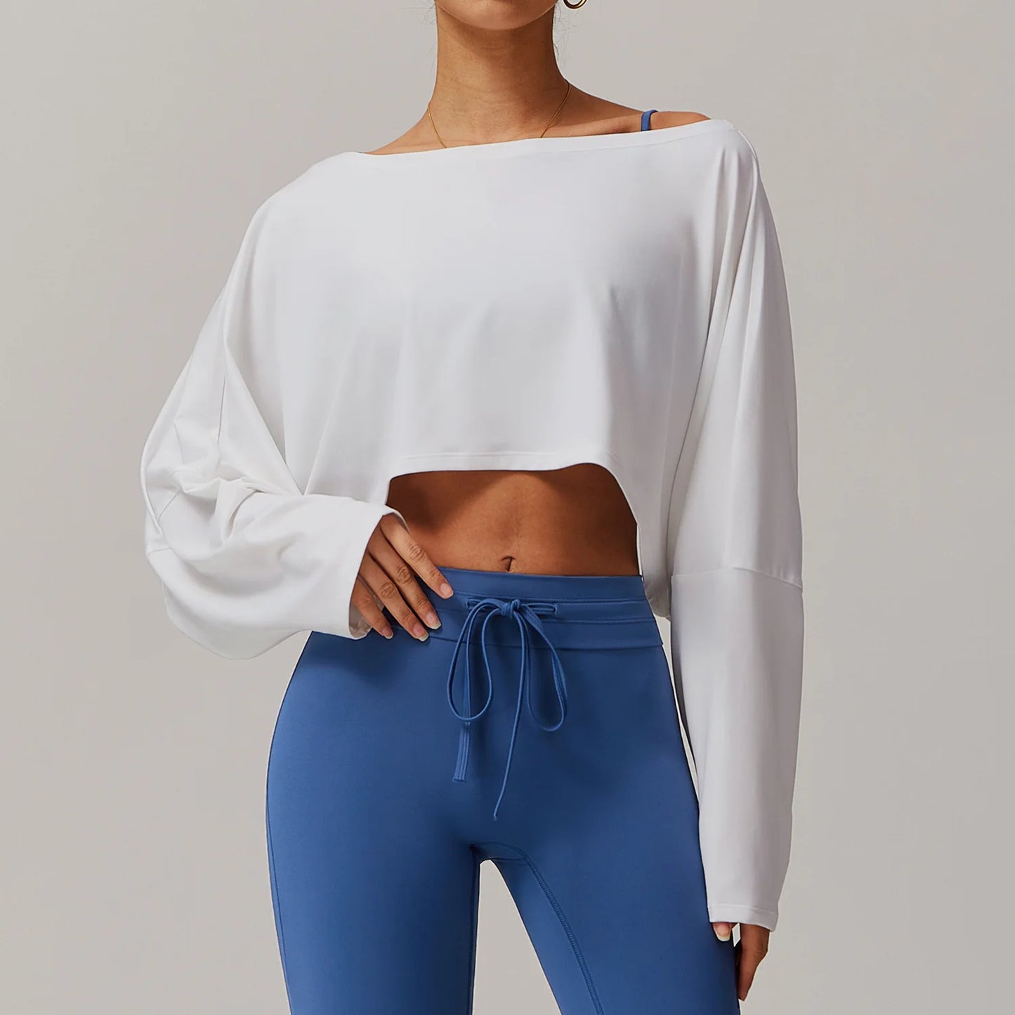 One Shoulder Loose Long Sleeve Yoga Top – Women’s Breathable Fitness Shirt