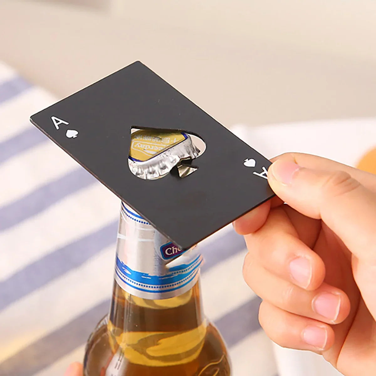 Stainless Steel Poker Card Bottle Opener – Spade Ace Design