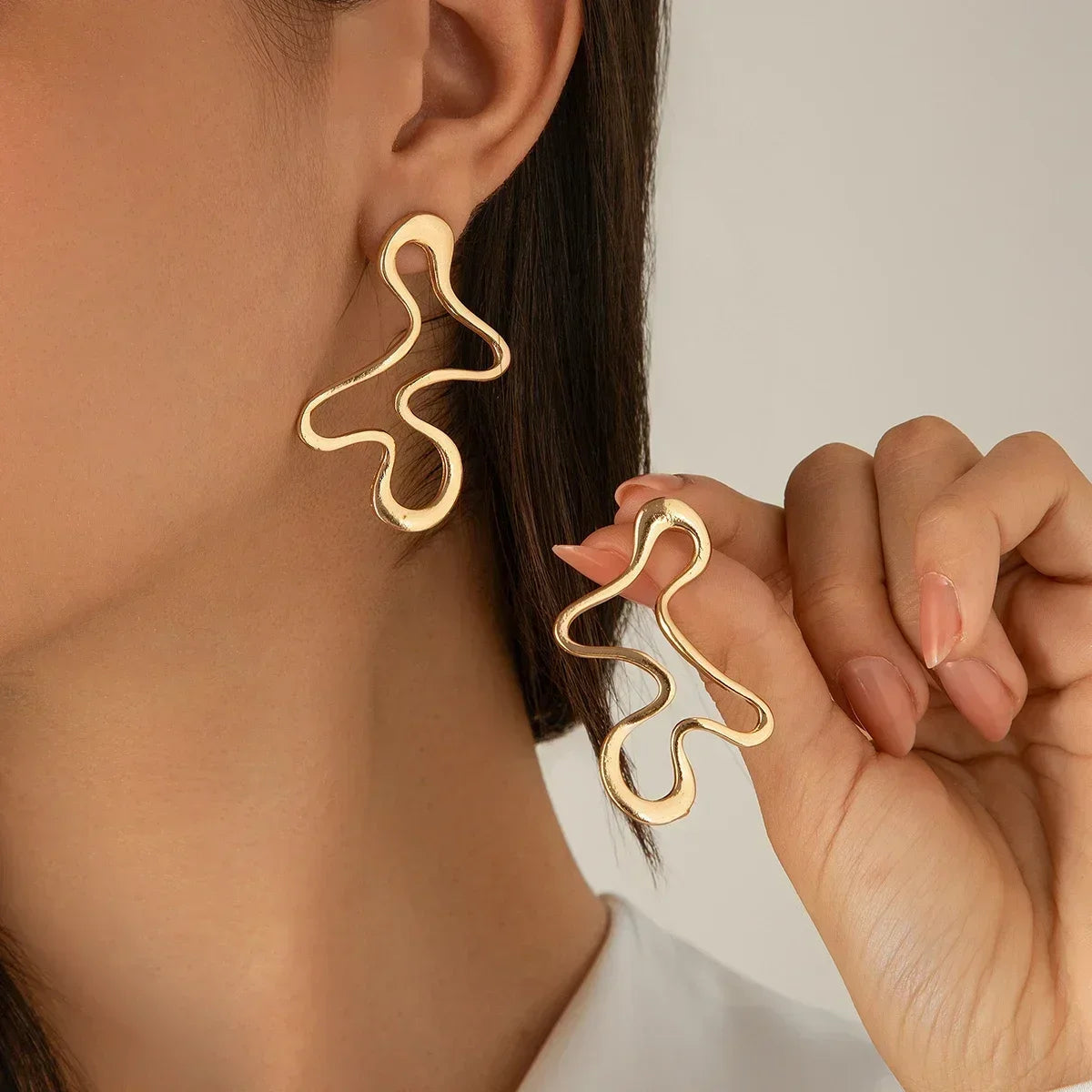 Irregular Geometric Stud Earrings – Gold or Silver