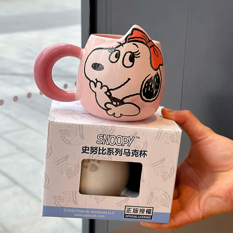 Cute Cartoon Ceramic Mug – Large 500ml Snoopy Design (Without Spoon)