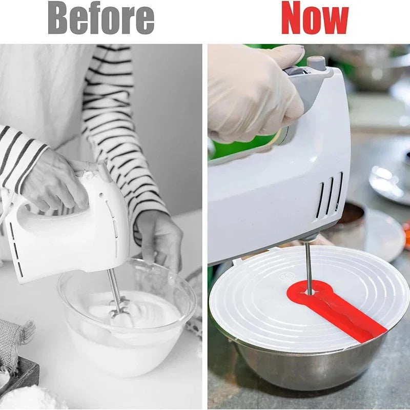 Anti-Splash Silicone Mixing Bowl Cover with Mixer Slot
