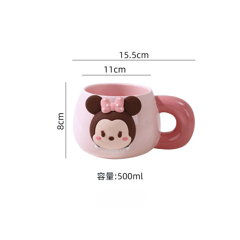 Disney Ceramic Mug with Lid & Spoon – Cute Mickey, Minnie & Lotso Design
