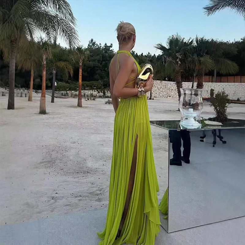 Sleeveless Backless Top and Long Skirt Set