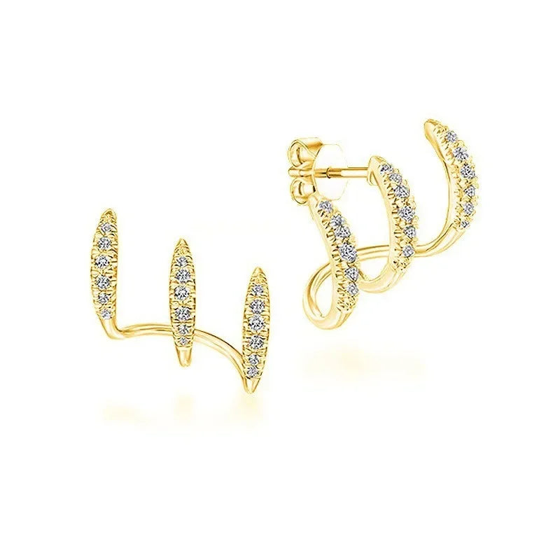 Crystal Claw Stud Earrings – Gold & Silver