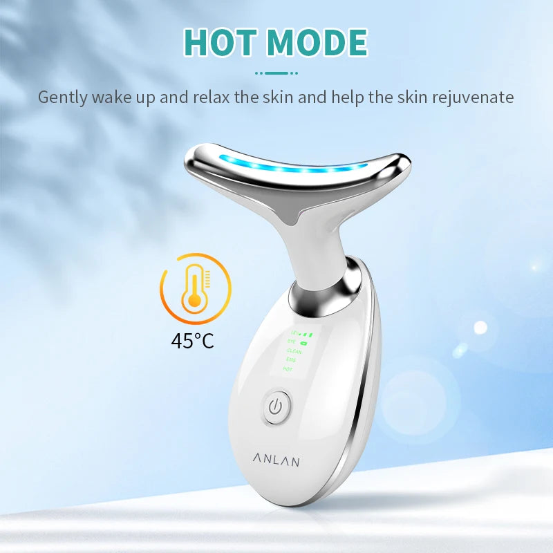 ANLAN Neck and Face Beauty Device – EMS Facial Lifting with 3 Light Colors