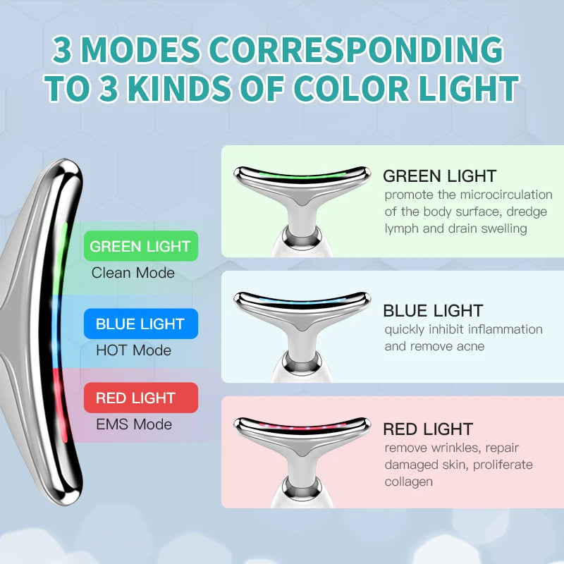ANLAN Neck and Face Beauty Device – EMS Facial Lifting with 3 Light Colors