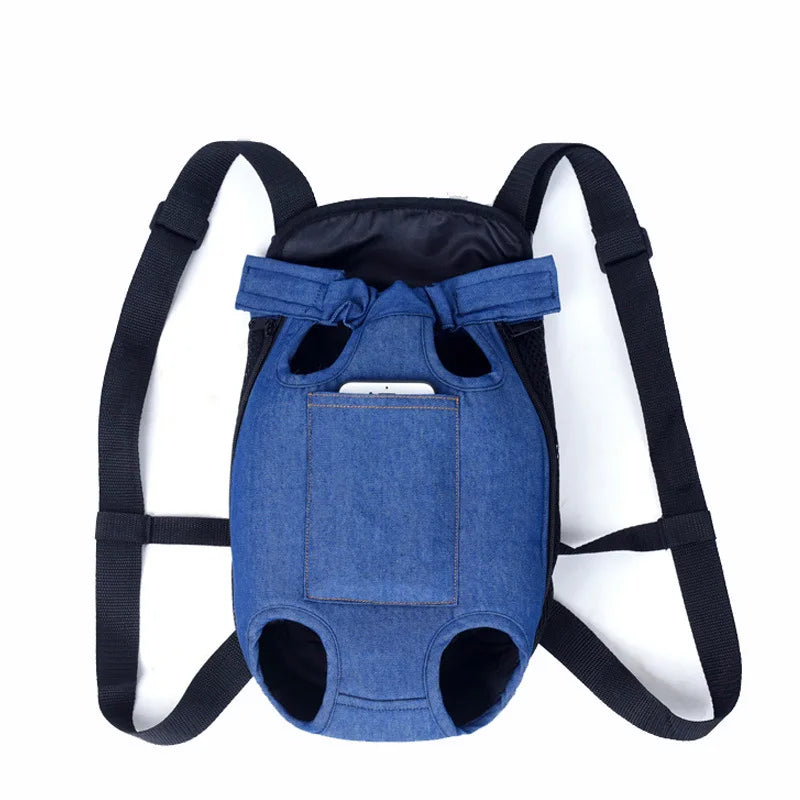 Denim Pet Carrier Backpack – Stylish & Comfortable Travel for Pets