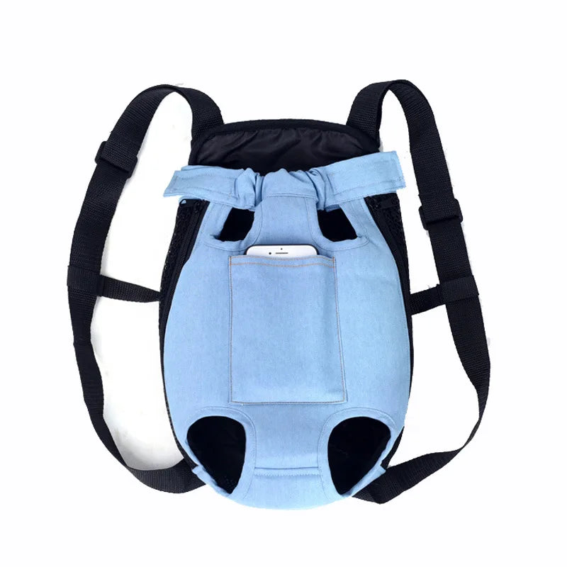 Denim Pet Carrier Backpack – Stylish & Comfortable Travel for Pets
