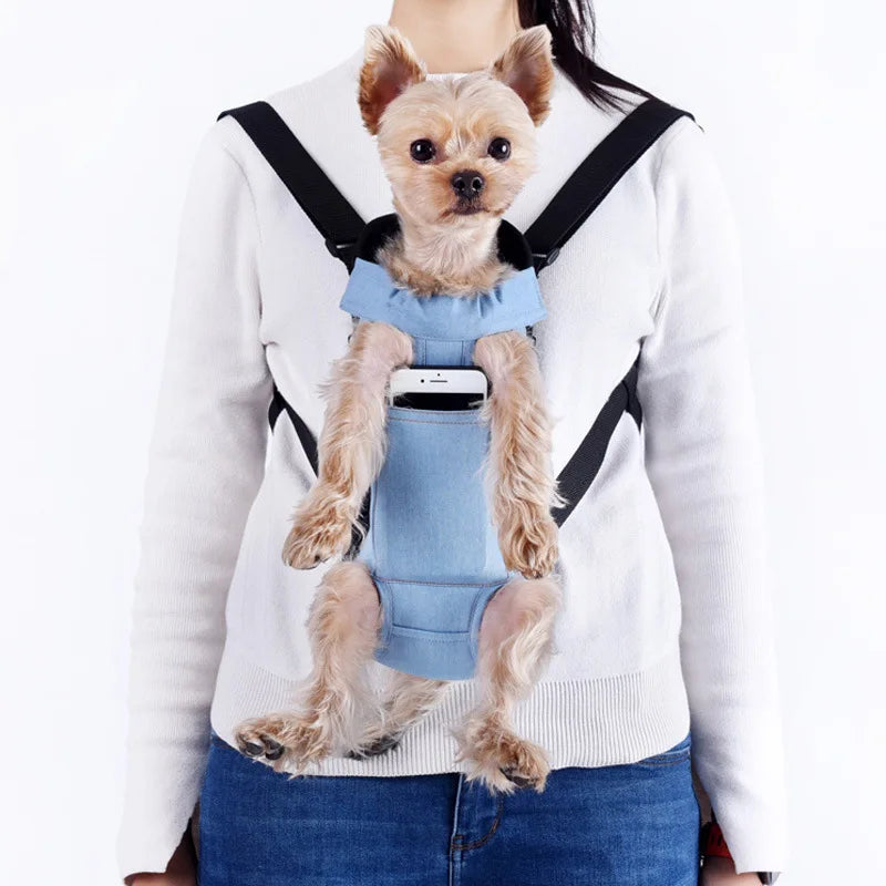 Denim Pet Carrier Backpack – Stylish & Comfortable Travel for Pets