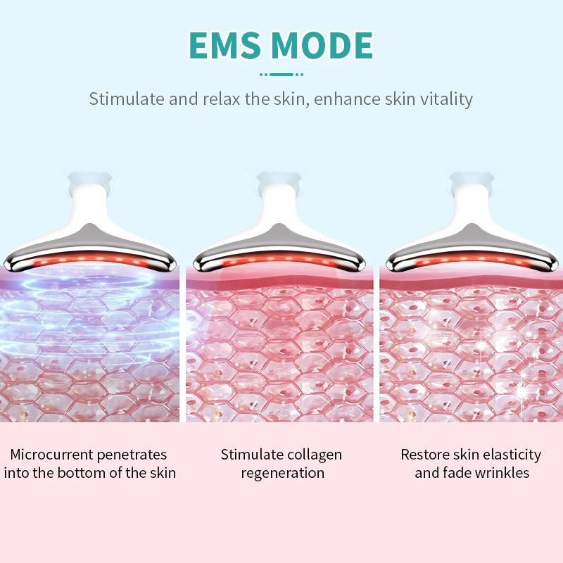 ANLAN Neck and Face Beauty Device – EMS Facial Lifting with 3 Light Colors