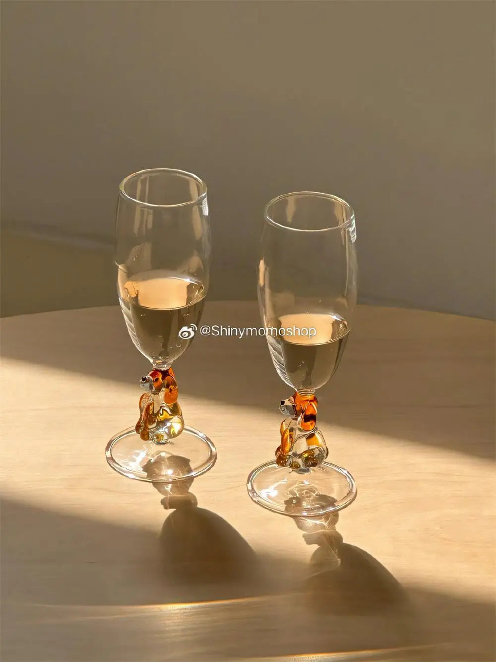 Champagne Glass with Decorative Dog Base