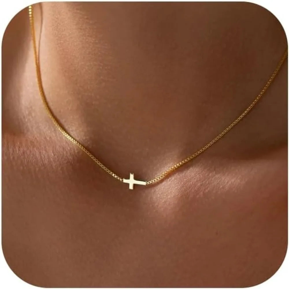 14K Gold Plated Cross Pendant Necklace – 38cm