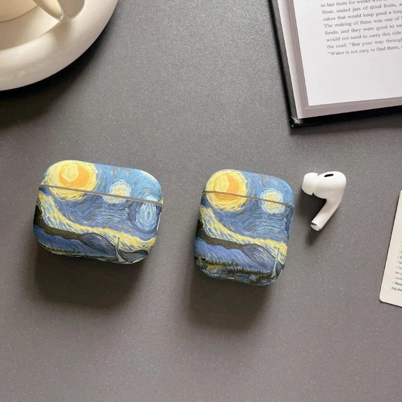 Starry Night Oil Painting AirPods Case – Artistic & Elegant Touch