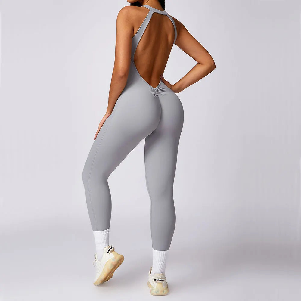 Women’s Scrunch Butt Gym Jumpsuit – High Stretch Yoga Romper for Training & Workout