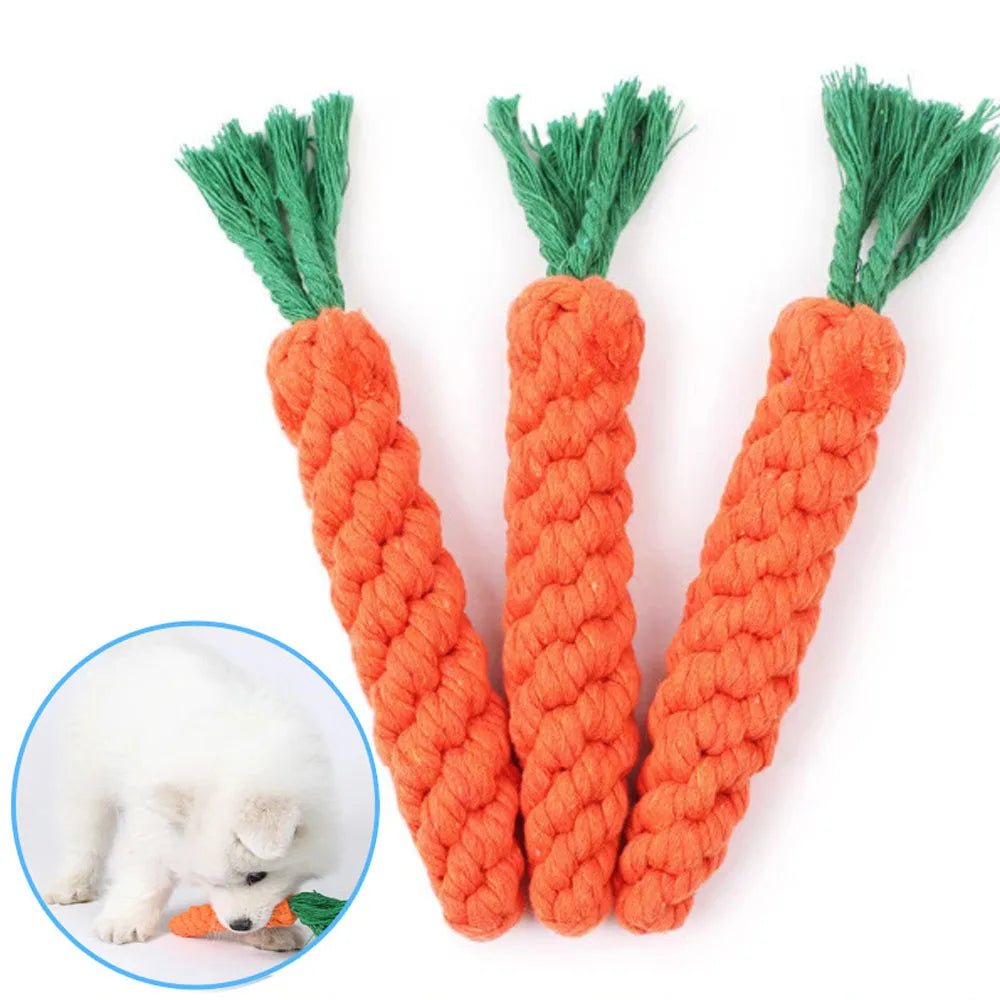 Cotton Rope Dog Chew Toy – Assorted Designs (Carrot, Bear, Rabbit & More)