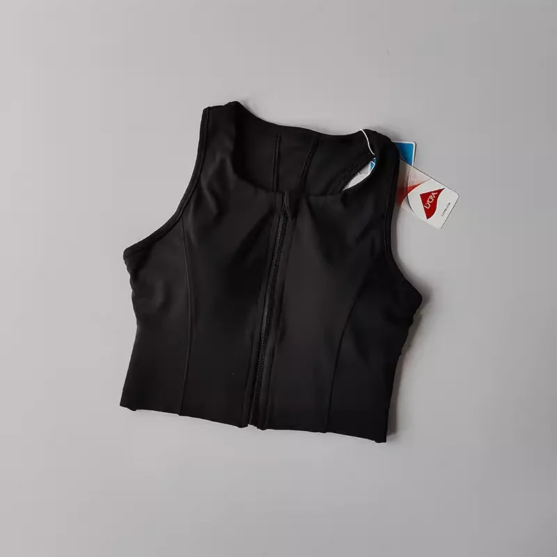 Women's High-Impact Sports Bra – Front Zipper Shockproof Fitness Top