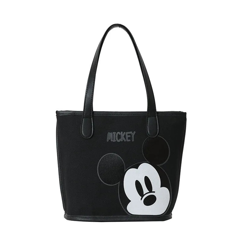 Disney Mickey Mouse Handbag – Stylish Black Gold Cartoon Shoulder Tote Bag