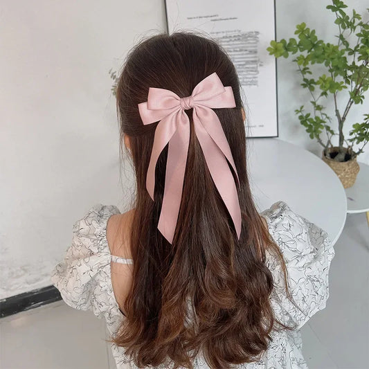 Elegant Fabric Bow Hair Clip – Long Ribbon Hairpin for Women & Girls