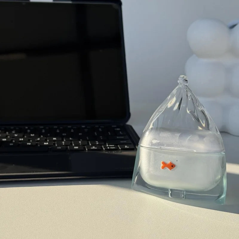 Transparent Goldfish AirPods Case – Artistic Water-Inspired Design