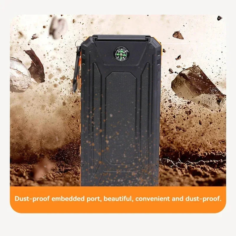 Solar Power Bank 50000mAh – Waterproof Fast-Charge Portable Charger with LED Flashlight