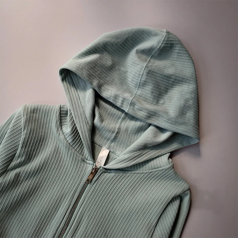 Women's Slim Fit Hooded Sports Jacket – Long Sleeve Zip-Up Activewear