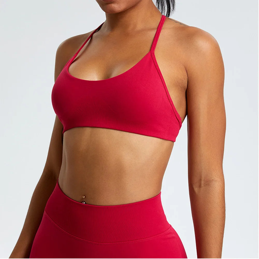Women’s High Support Thin Strap Sports Bra – Crop Top for Running & Fitness (Multi Colors)