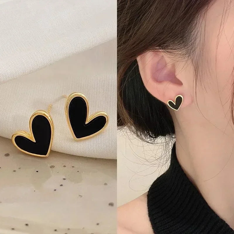 Minimalist Heart Stud Earrings – Multi Colors