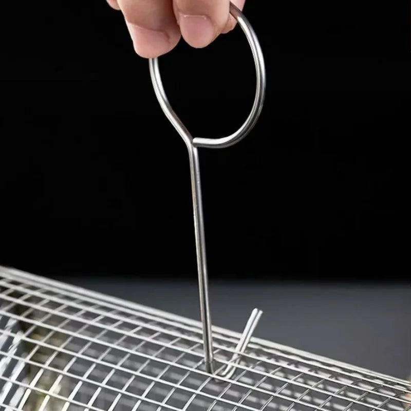 Rotating Stainless Steel BBQ Basket – Mesh Grill Cage for Vegetables, Meat & Fish