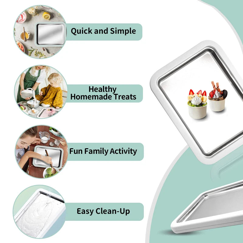 DIY Ice Cream Roll Maker Tray – Home Frozen Dessert Set