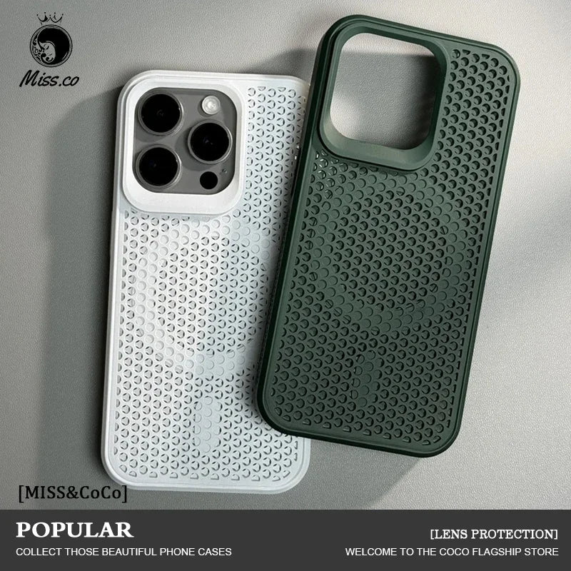 Luxury Matte Heat Dissipation Hole Magsafe Case for iPhone 12 to iPhone 16 Pro Max – Magnetic Wireless Charging PC Hard Cover